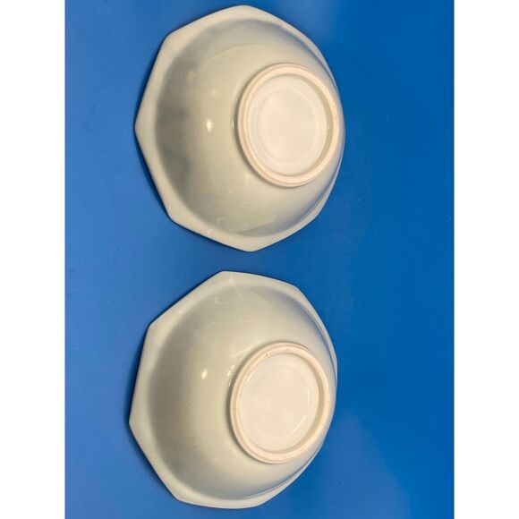 Arita Ware Vintage Japanese Ceramic 6" Rice bowl pair blue leaves - Picture 2 of 4